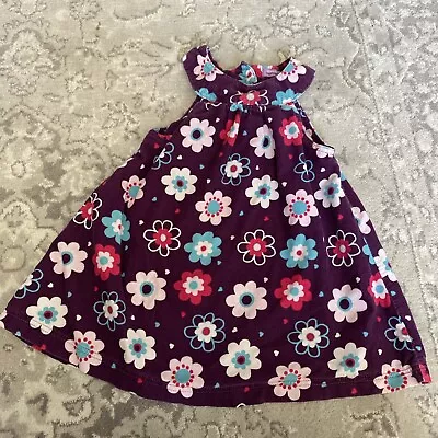 Baby Girl Purple Floral Corduroy Dress Size 12-18 Months #465 • £1.50