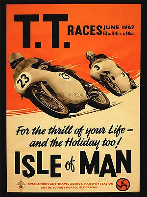 Isle Of Man Tt Motorcycle Race Poster 5 (sizes-a5-a4-a3-a2) + Surprise A3 Poster • £7.99