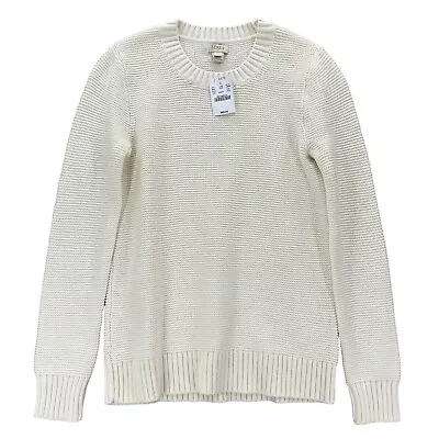 J. Crew Women's XXS Cotton/Nylon/Merino Wool Crewneck Knit Sweater In Ivory NWT • $18.95