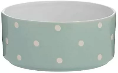 NEW Polka Dot Sage Green 18cm Dog Bowl Polka Dot Bowls Are Conside Free Shippin • £7.75