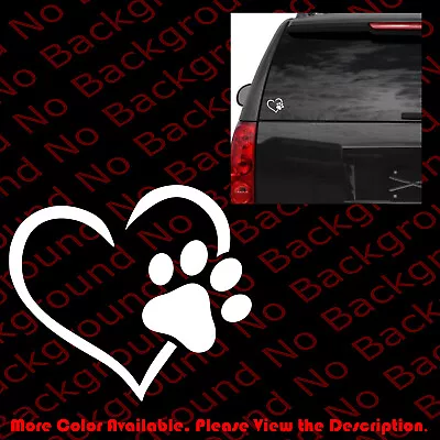 I Love My Dog Doggy PAW PRINT In Heart Vinyl Die Cut Decal For Car Windows AM010 • $2.99