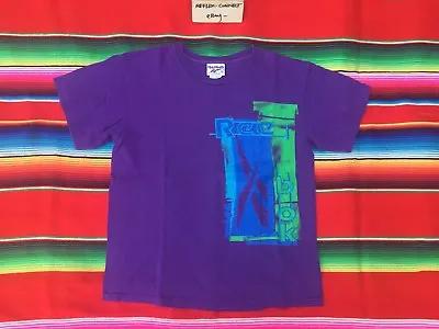 VTG REEBOK 90's Logo Purple Tennis Graphic T Shirt M Pump USA Made 1990's Rare • $17.15