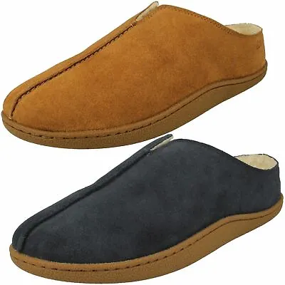 Mens Clarks 'Home Mule' Classic Warm Lined Suede Slippers - G Fitting • £44.99
