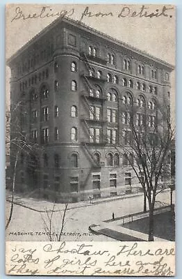1906 Masonic Temple Building Street Dirt Road Detroit Michigan Antique Postcard • $19.95