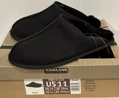 NEW Kirkland Signature Men's Shearling Scuff Comfy Slippers Black Size 11 • $22.99