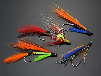 40Pcs Salmon Single Flies Red/Yellow Sea Trout Fly Fishing Flies Lures • $24.50