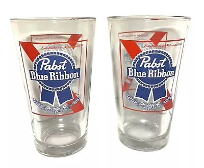 Pabst Blue Ribbon PBR Pint Glasses | Dual Logo | Set Of Two (2) | New & F/S • $27.95