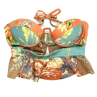 Zimmermann Floral Ruffle Halter Neck Swim Top Size 0 XS • $90