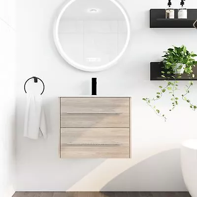 24 Wall Mounted Bathroom Vanity With SinkWhite Oak One-piece Bathroom Vanity • $348.97