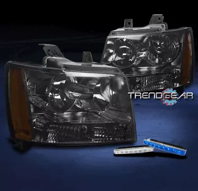07-14 Chevy Suburban/07-13 Avalanche Headlights Lamps Smoke W/blue Drl Led • $133.95