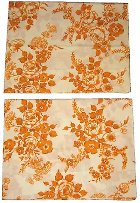 VtG 70s Pr SEARS ROEBUCK  Medley Bouquet  Indian Copper/Orange Pillowcases Set • $24