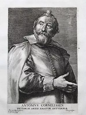 Antoine Cornelissen Type Collector Art Figure Portrait Engraving 1655 Van Dyck • $79.92