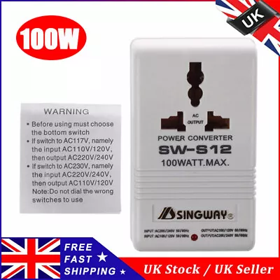 AC 110V/120V To 220V/240V 100W Transformer Step Up & Down Dual Voltage Converter • £15.95