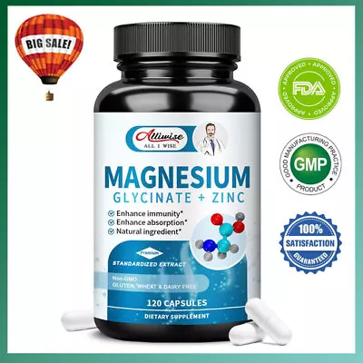 120 Capsules Magnesium Glycinate 500mg - For Sleep Stress Relief Support Bone • $14.43