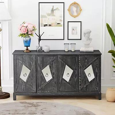 4 Doors Vintage Sideboard Freestanding Sideboard Storage Cabinet • $347.48