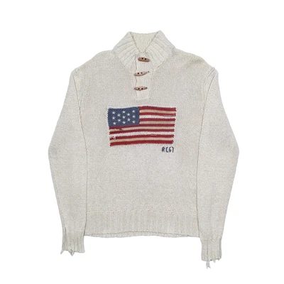 £39.99 • Buy Mens POLO RALPH LAUREN Flag Cotton 1/4 Quarter Zip Jumper Sweatshirt S
