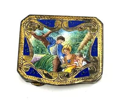 Antique Italian Art Nouveau Enamel 800 Silver Container Compact Grand Tour (B) • $165