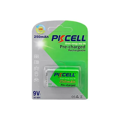 PKCELL PK9V 250Mah Nimh 9V Battery 1 Pk Ready To Use Lsd  Reused Up To 1200 • $13.95