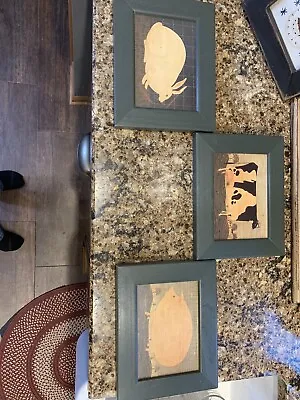 Warren  Kimble Framed Prints (3)  Pig Cow And Rabbit • $35
