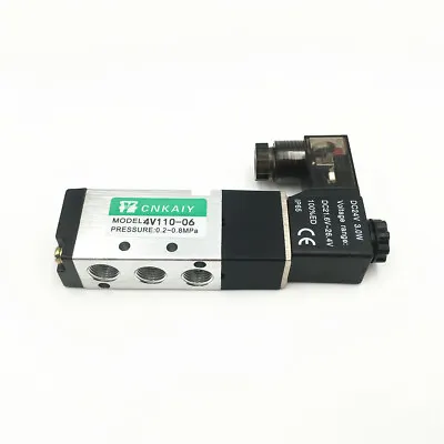 4V110-06 DC 12V 5 Port 2 Position Single Air Pneumatic Solenoid Valve 1/8  BSP • $11.39