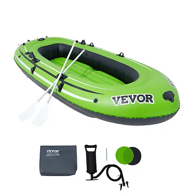 VEVOR Inflatable Boat 4-Person PVC With Aluminum Oars And High-Output Pump • $99.99