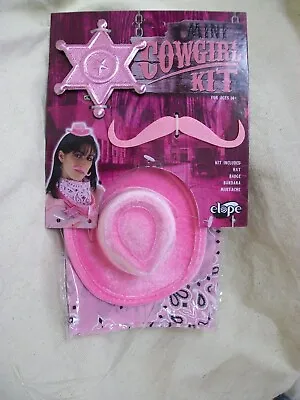 Mini Cowgirl Kit Pink Hat Sheriff Badge Bandana Mustache Western Rodeo Kid Pet • $13.95