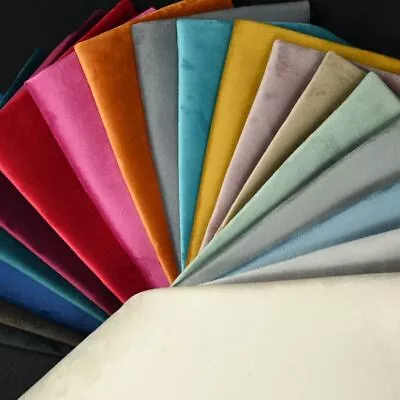 Plush Plain Velvet Upholstery Fabric Soft Feel Cushion Sofa Curtain Material • £1