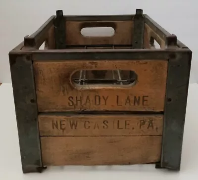 Wooden & Steel Milk Crate Shady Lane New Castle PA Vintage • $150