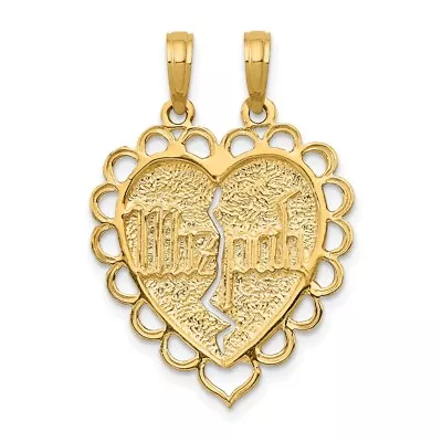 Real 14kt Yellow Gold Reversible Mizpah 2 Piece Break Apart Charm • $278.28