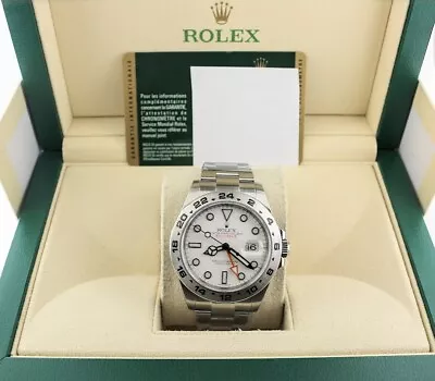 2014 Rolex Explorer II 216570 Polar White Dial SS Oyster With Papers 42mm • $9500