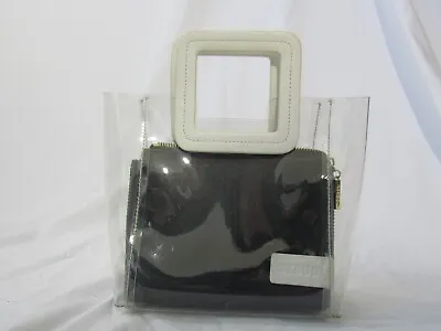 $75 • Buy Staud Shirley Leather Clear/Black Mini Handbag