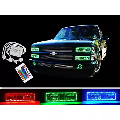 88-98 Chevy GMC Truck Multi-Color Changing LED Shift RGB Headlight Halo Ring Set • $169.95