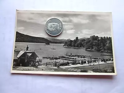 WINDERMERE FROM BOWNESS PROMENADE LAKE DISTRICT CUMBRIA Used Postcard RP. 1957 • £1.50