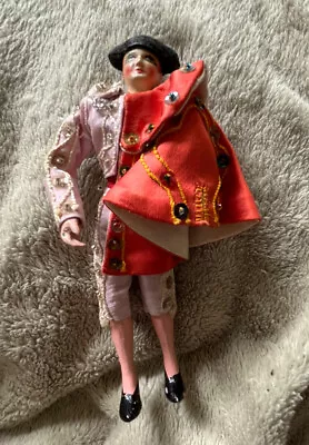 Spanish Matador Doll Ceramic With Silk Clothing Vintage • $20