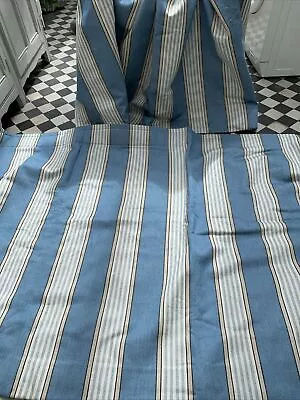 Designer Striped Interlined Curtains 80 W X 43  L  (NEW)  2 Pairs For Sale • £80