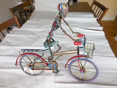 $395 • Buy Skeleton Bicycle Rider Large Elayne Goodman Folk Art Sculpture