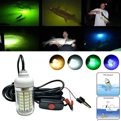 12V LED Submersible Fishing Night Light Underwater Fish Lure Bait Finder Lamp • $17.29