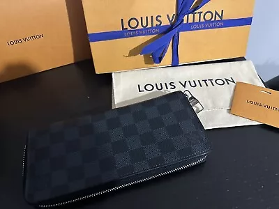 LOUIS VUITTON RARE Zippy Wallet Vertical Damier Cobalt Blue Original Pack N62240 • £369.99