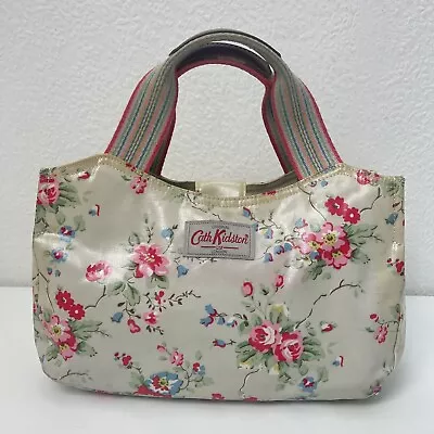 Cath Kidston Floral Day Bag Tote Handbag Bluebells Rose Beige Oil Cloth Shoulder • £10.99