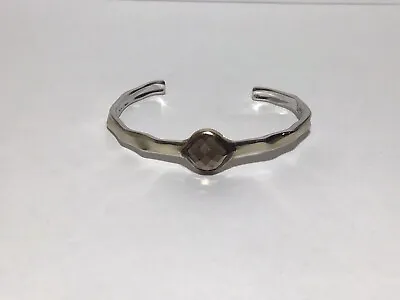 Charles Garnier 925 Sterling Silver Smoky Quartz Faceted Stone Cuff Bracelet • $65