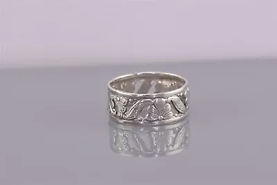 Vintage UNCAS Sterling Silver Floral Mourning Band Ring 925 Sz: 7 • $23.50