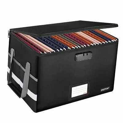 $58.72 • Buy File Box With Lock, Fireproof Box File Storage Organizer Anti-Static Black