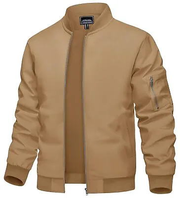 Men's Lightweight Bomber Jacket Spring Fall Thin Casual Coat Full-Zip Work Coats • $37.98