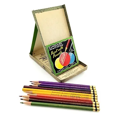 Vntg Eberhard Mongol Paint W/ Pencils Colored Pencils Box Of 10 Assortment 741 • $12.50