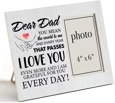 Dad I Love You Wooden Picture Frame Gift Grateful Dad Wood Photo Frame Gift F... • $10