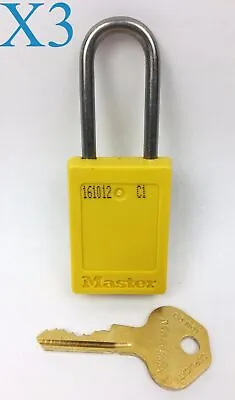 Master Lock Padlock Yellow 3-1/2 X 3/4 X 1-1/4 Inch 20F324 Set Of 3 • $20.01