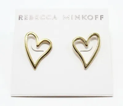 Rebecca Minkoff Gold Open Heart Stud Earrings #RM242 • $15.99