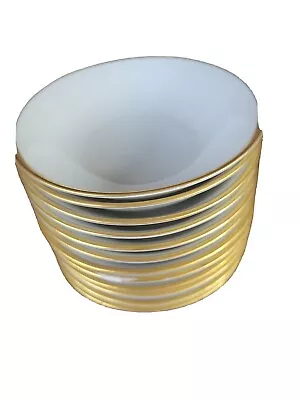 $46 • Buy 12 Baronet Porcelain China White & Gold Trim Bowls Eschenbach Bavaria 5 .