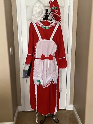 Mrs. Santa Claus Costume Women’s Large Traditional Dress Apron Bonnet Wig • $70