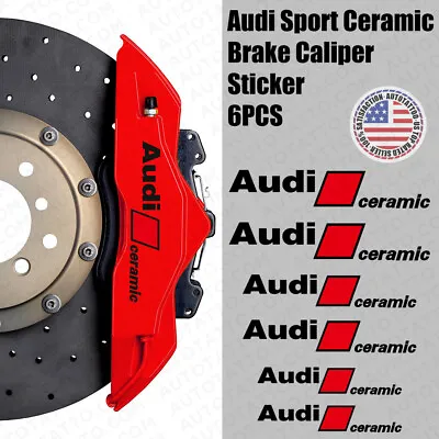 Audi Ceramic Sport Car Wheels Brake Caliper Sticker Decal Logo Decoration Black • $21.42